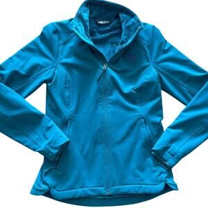 The North Face Womens Fleece Lined Windwall Jacket Full Zip Green Blue size XS